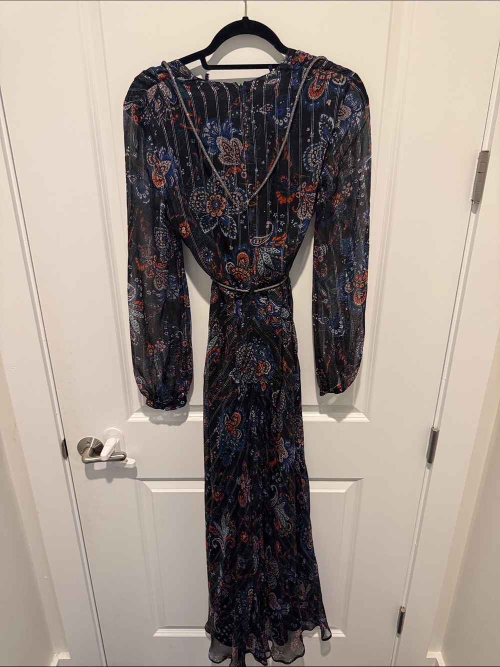 Veronica Beard Black Kaira Metallic Silk Twist-Front Maxi Dress - Picture 8 of 9